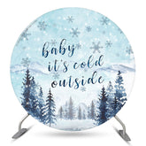 Lofaris Its Cold Outside Snow Round Baby Shower Backdrop